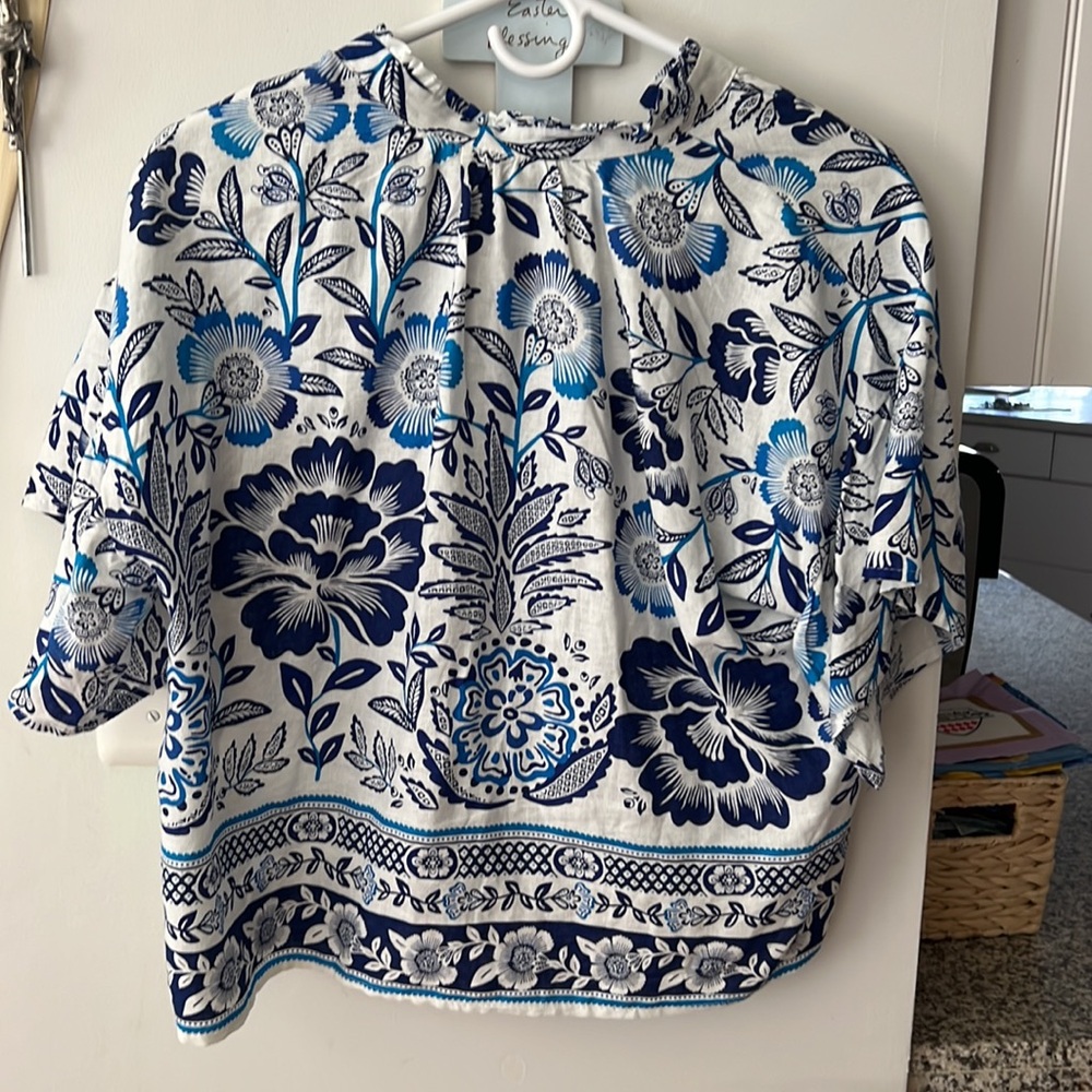 Rachel Zoe Blue and White Floral Top - Picture 2 of 4